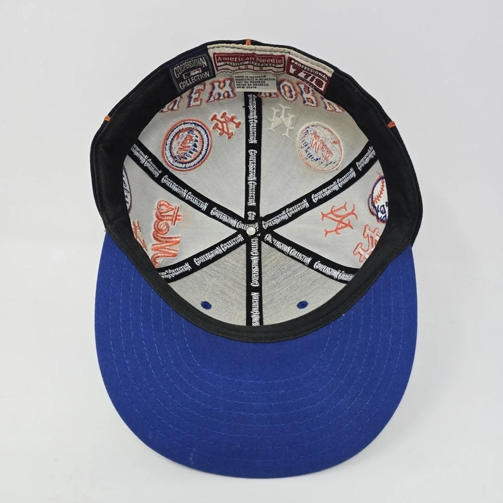 American Needle New York Mets Cooperstown Collection Multi Logo Hat Blue 7 7/8